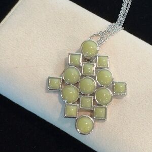 Lia Sophia Mint Collection Green & Silver Pendant Necklace NWT